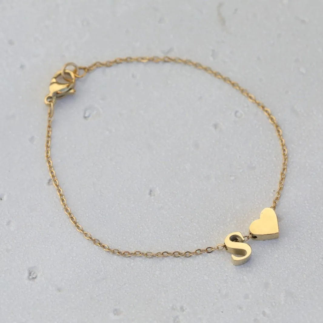 14K Gold-Filled Heart Initial Bracelet | Custom Bracelet | Personalized Letter Bracelets