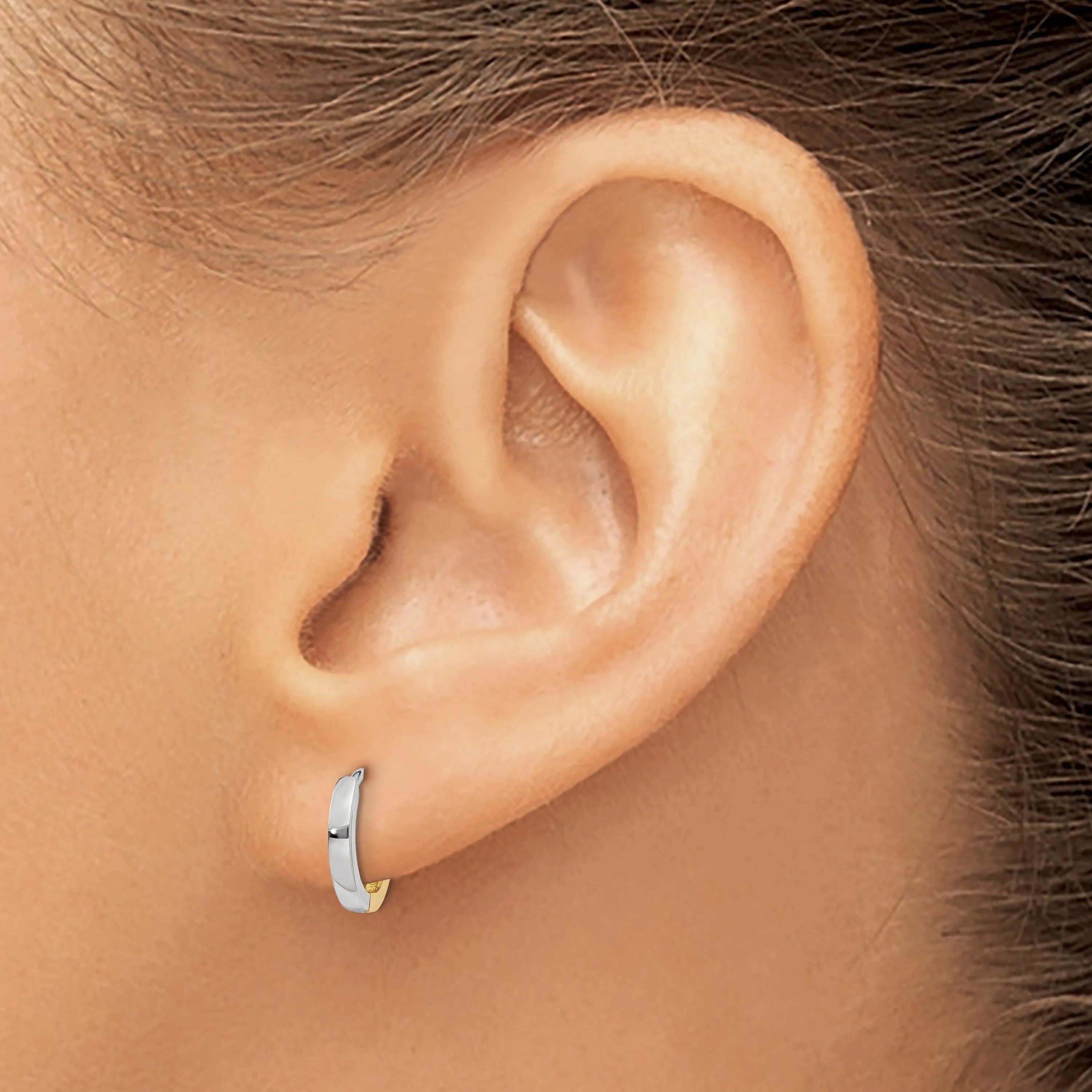 14k Two-tone Polished Small Hoop Earrings