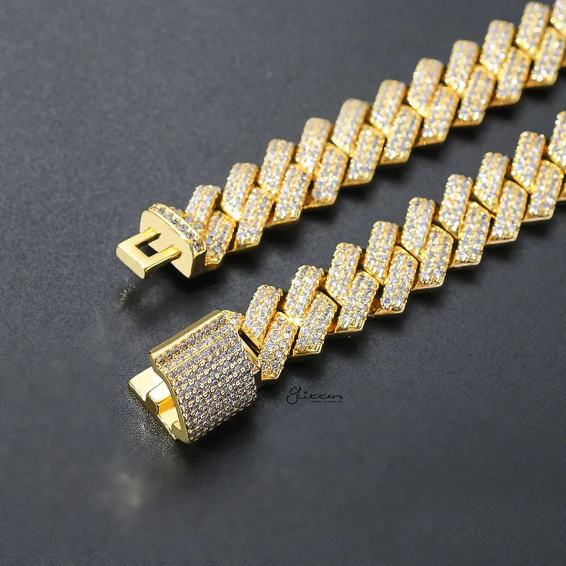 14mm Iced Out CZ Paved Miami Cuban Chain - Gold
