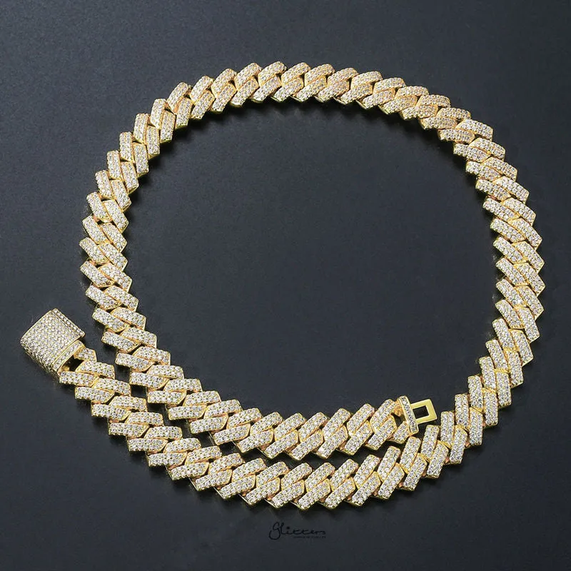 14mm Iced Out CZ Paved Miami Cuban Chain - Gold