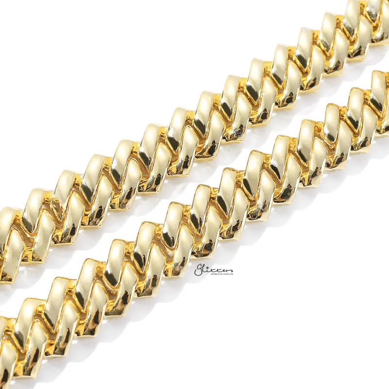 14mm Iced Out CZ Paved Miami Cuban Chain - Gold
