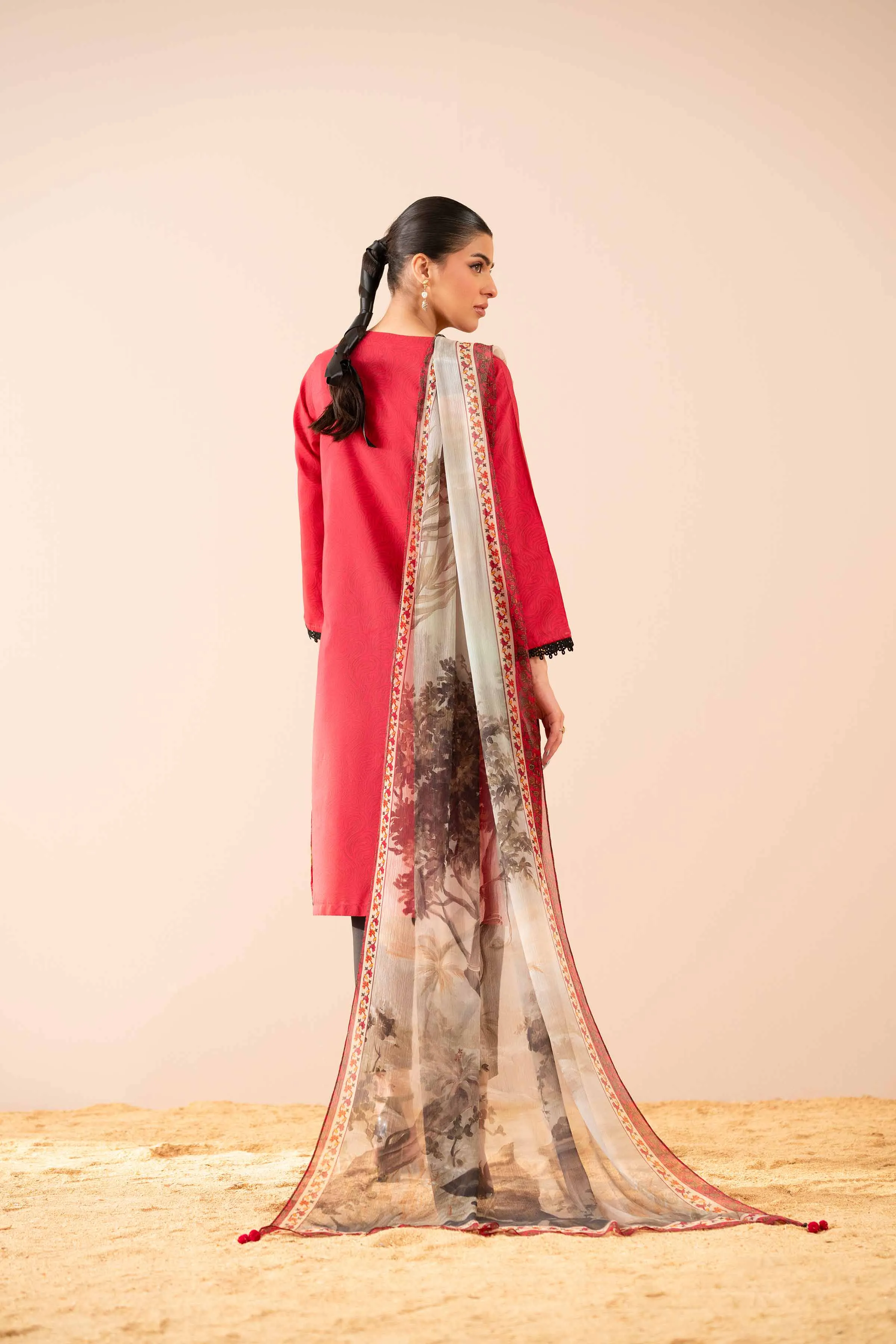 2 Piece - Printed Embroidered Suit - PS25-44