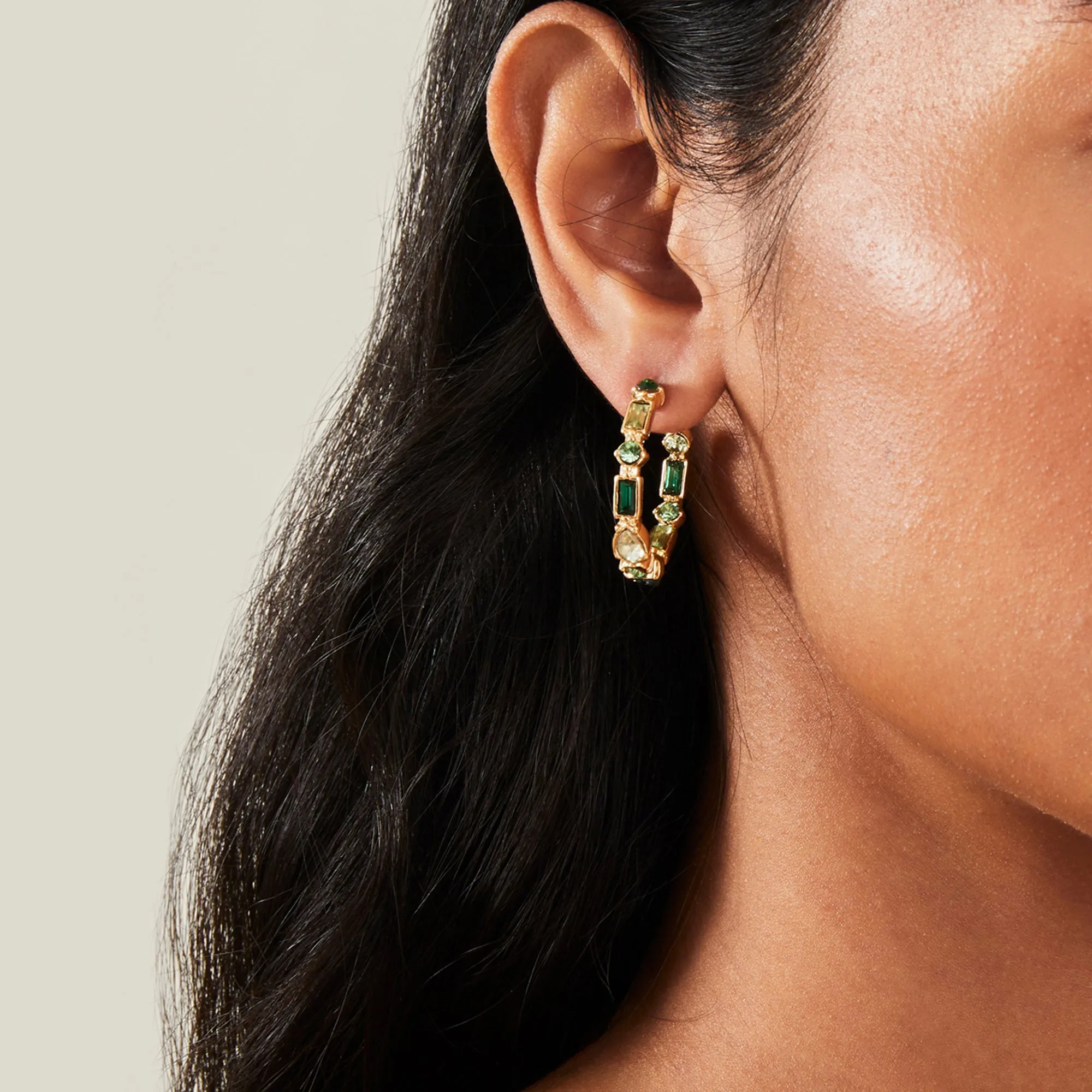 Accessorize London Women Eclectic Gem Hoop Earrings