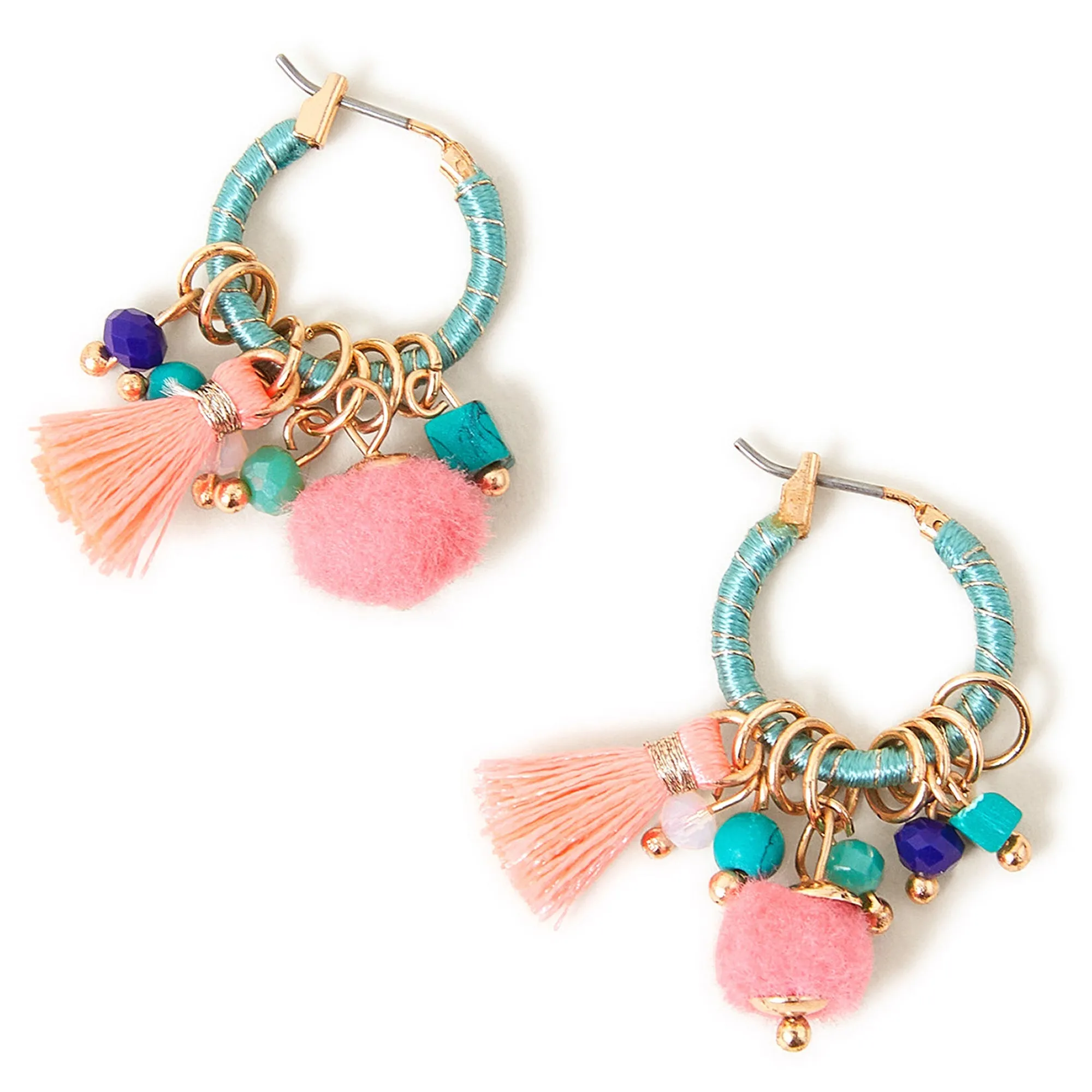 Accessorize London Women's Wrapped Beaded Hoop Earrings