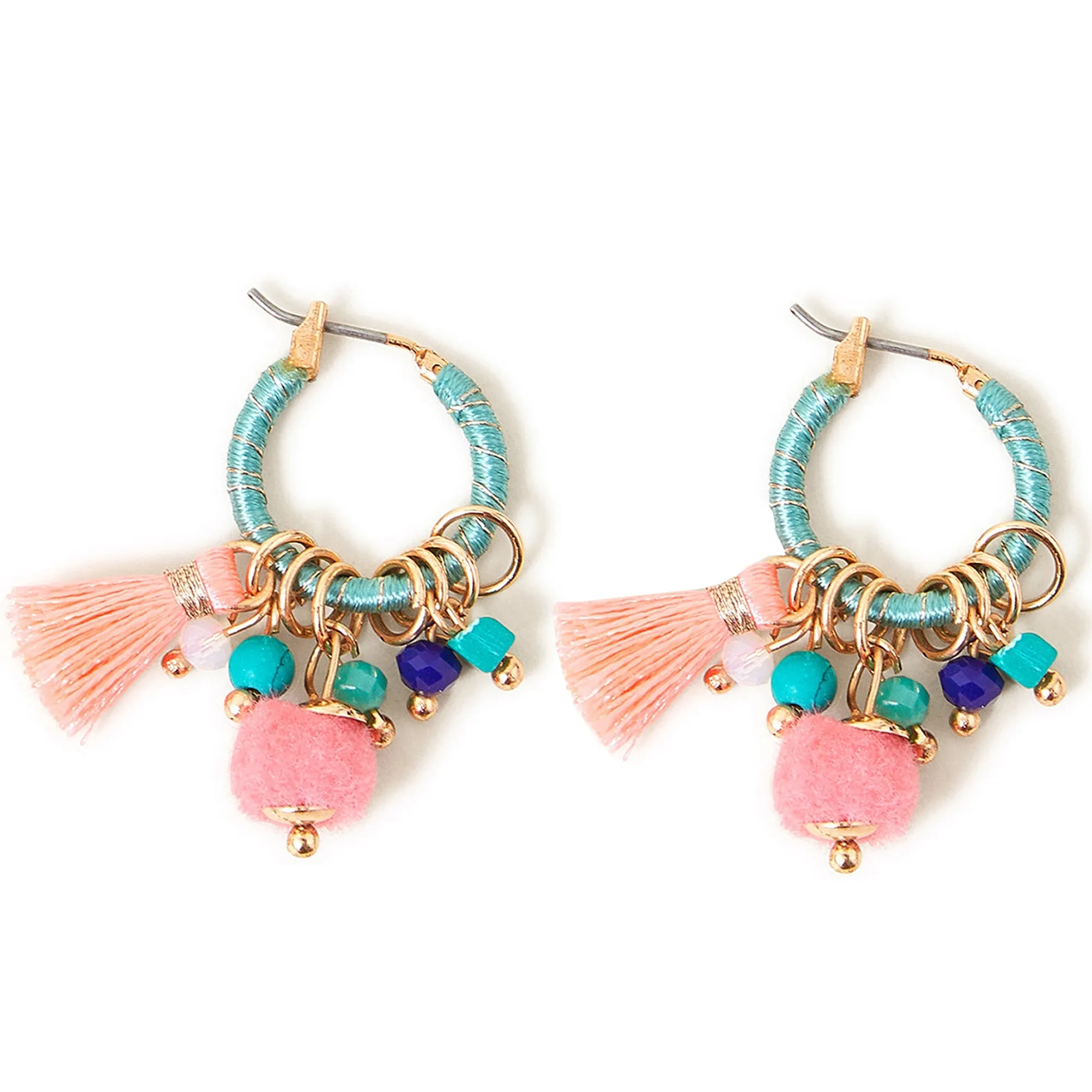 Accessorize London Women's Wrapped Beaded Hoop Earrings