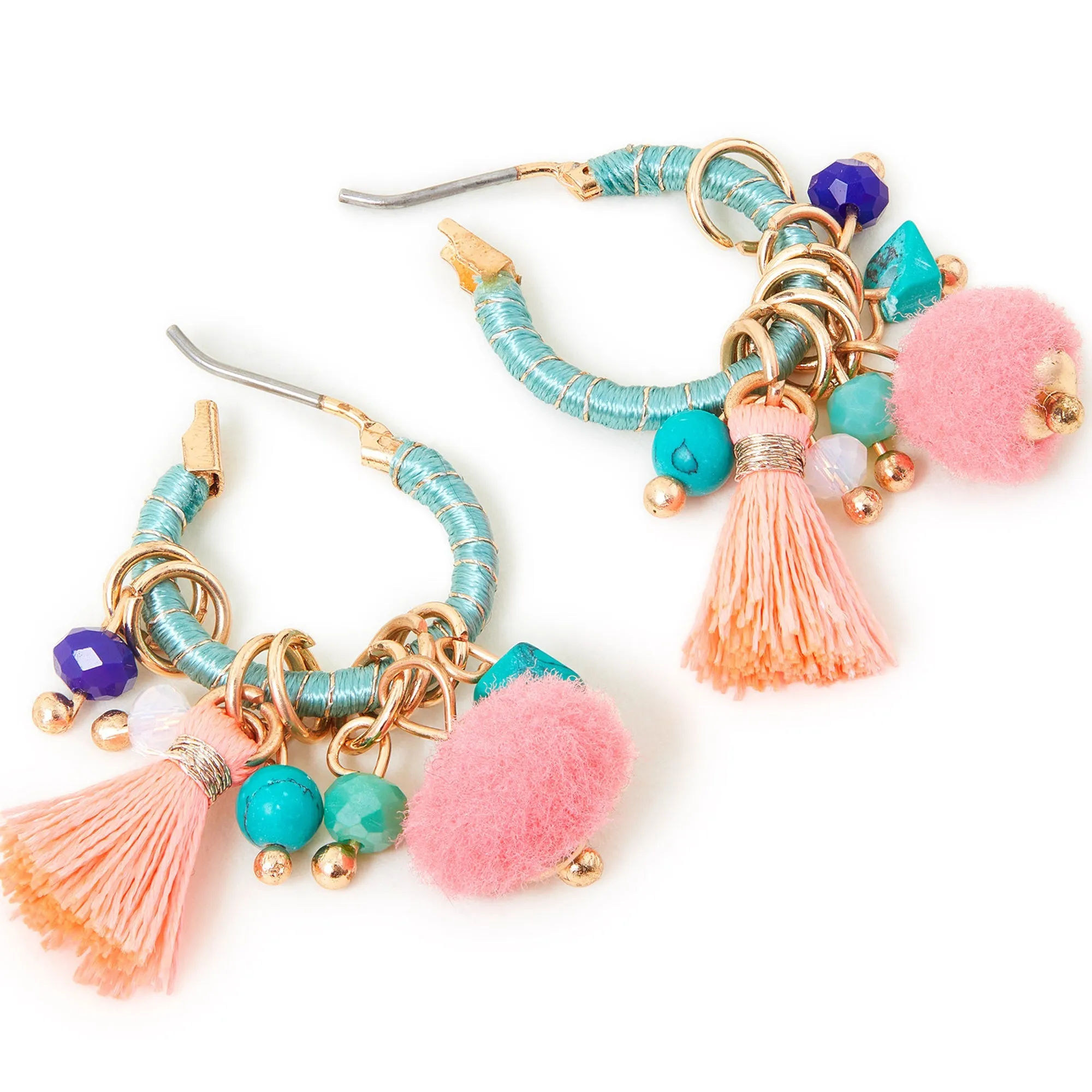 Accessorize London Women's Wrapped Beaded Hoop Earrings