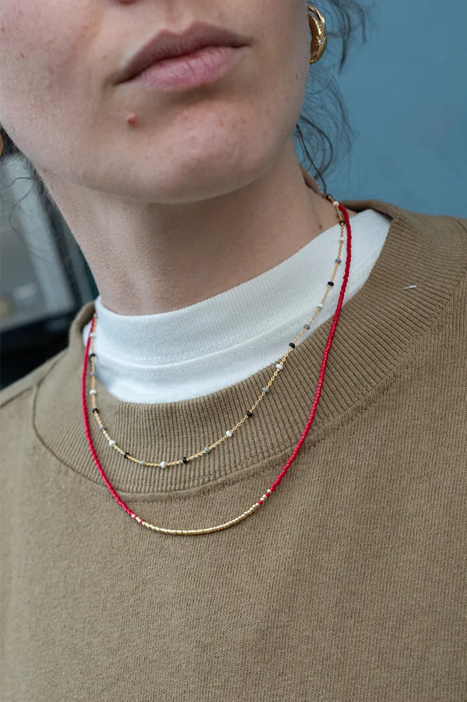 Atelline Miyuki Bead Red Necklace