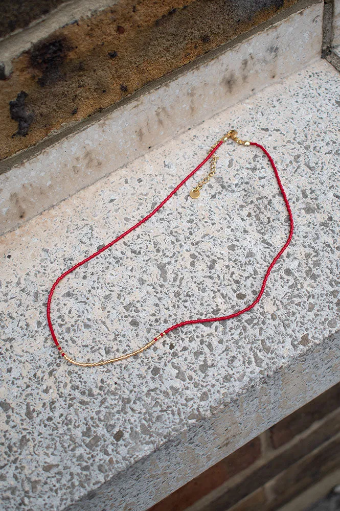 Atelline Miyuki Bead Red Necklace