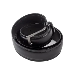 Black Stitched Edge Leather Belt
