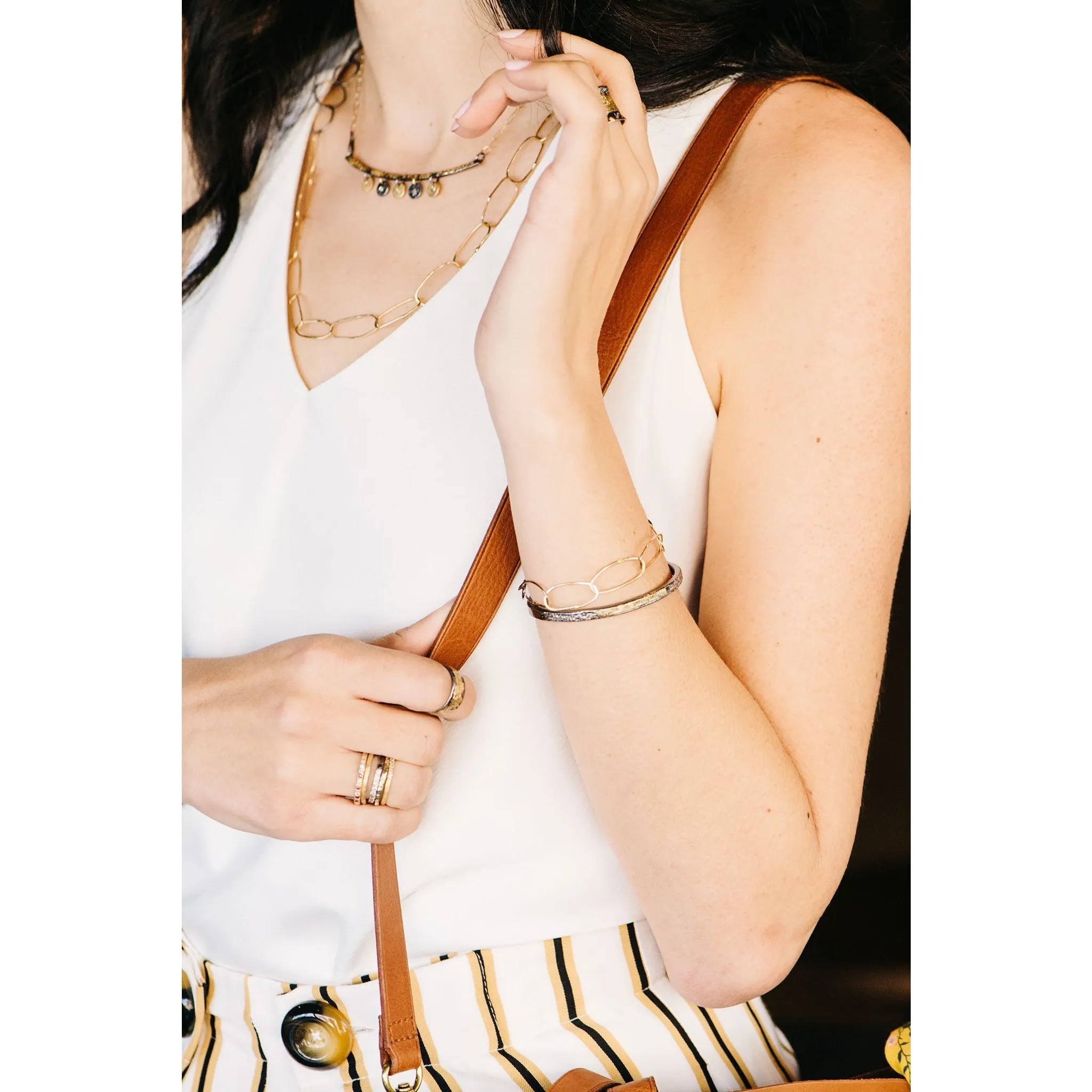 Breezy Chain Link Necklace - 18k Gold   Oxidized Silver