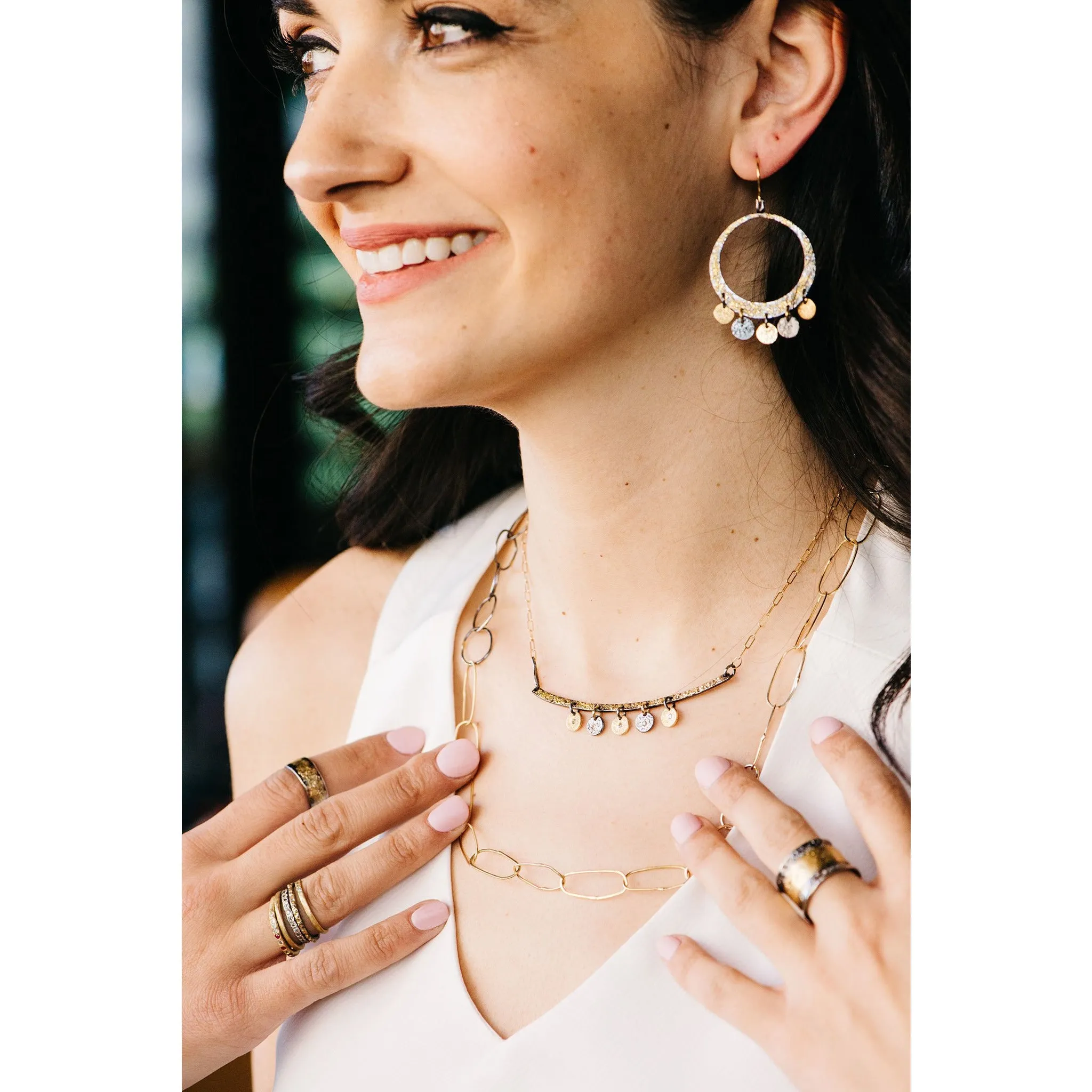 Breezy Chain Link Necklace - 18k Gold   Oxidized Silver