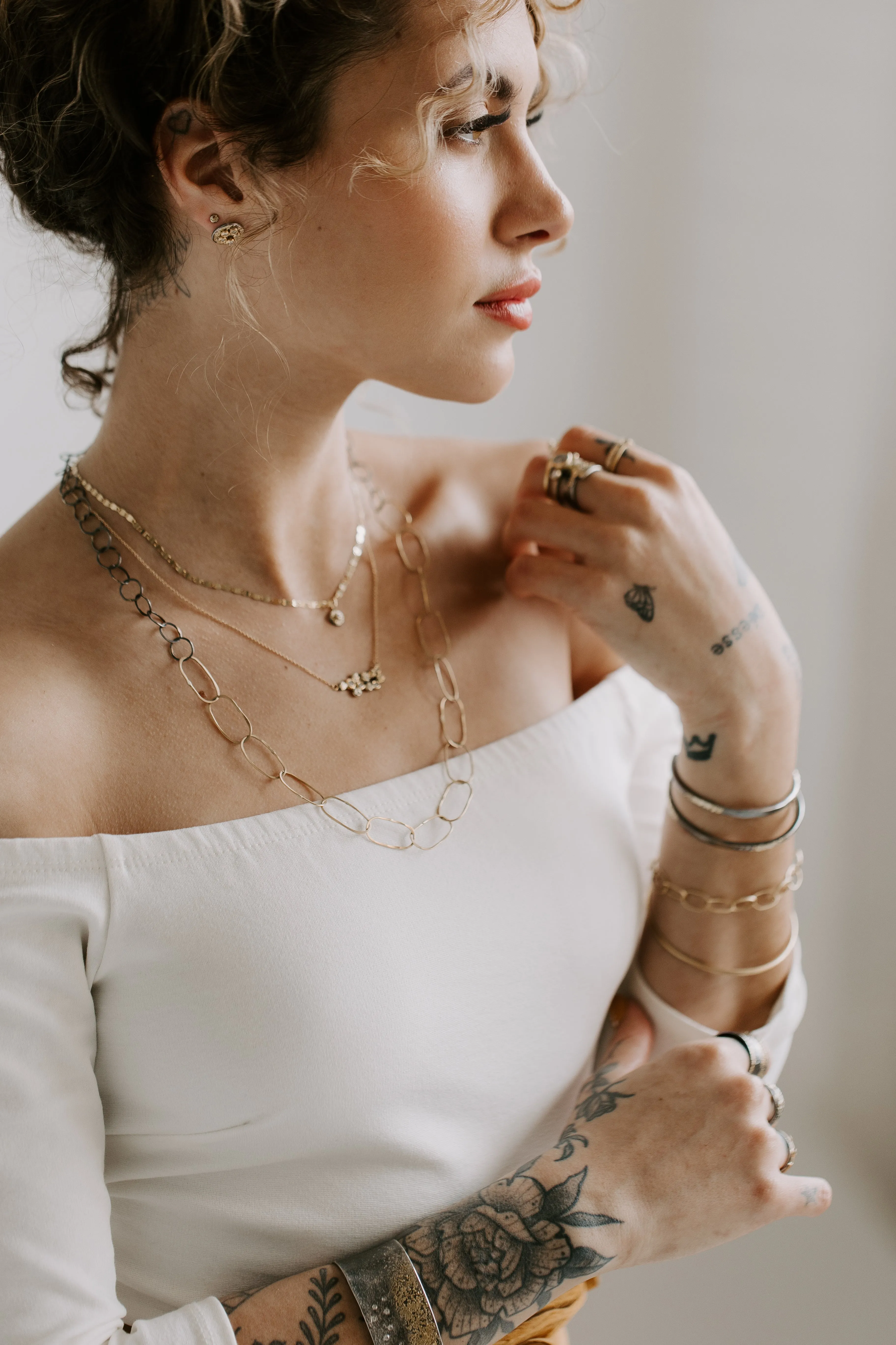 Breezy Chain Link Necklace - 18k Gold   Oxidized Silver