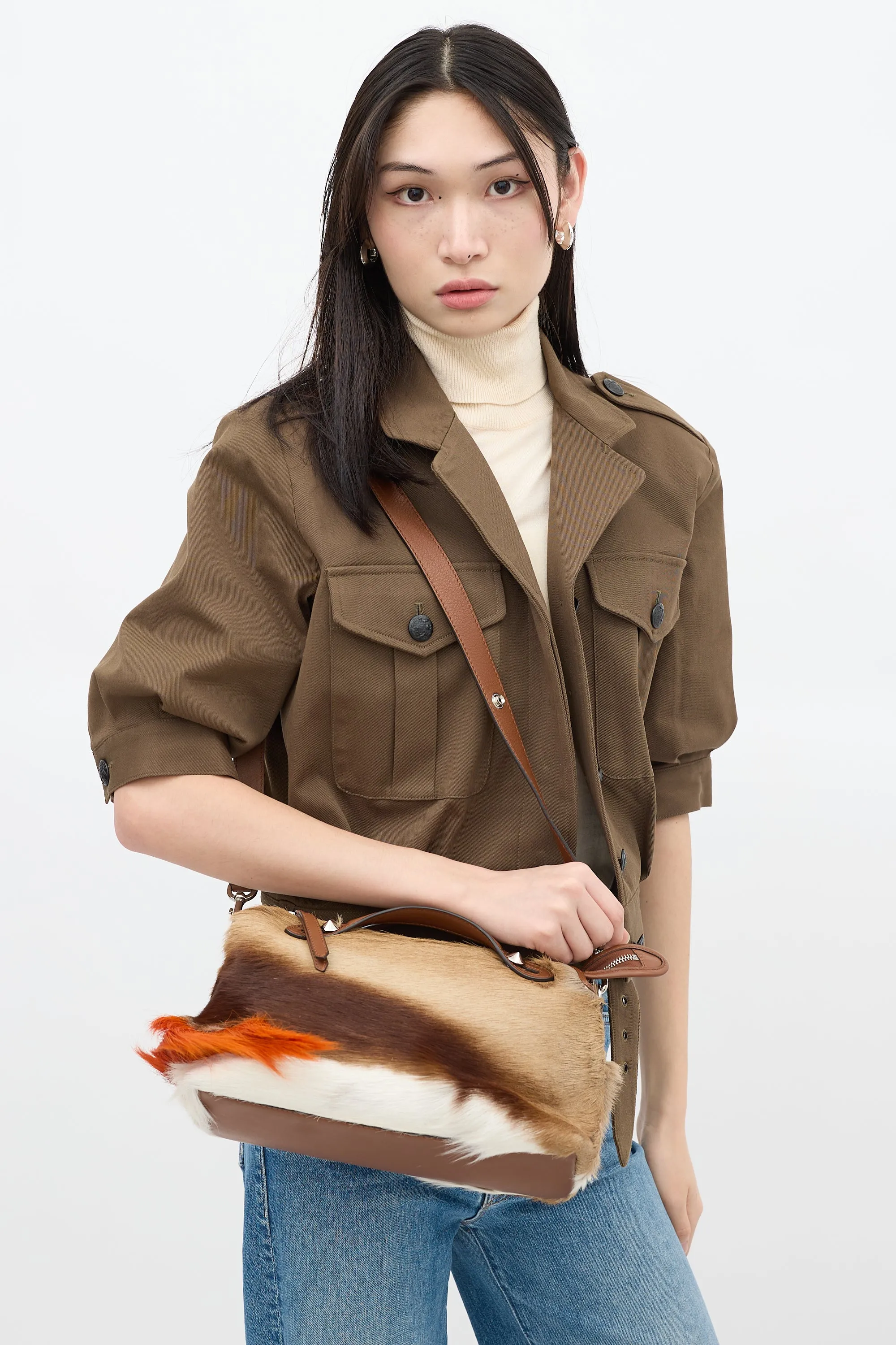 Brown & Multicolour Fur By The Way Bag