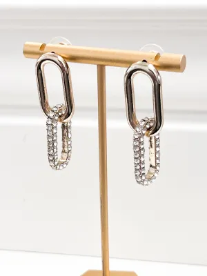 Clara - Gold & Rhinestone Chain Link Earrings