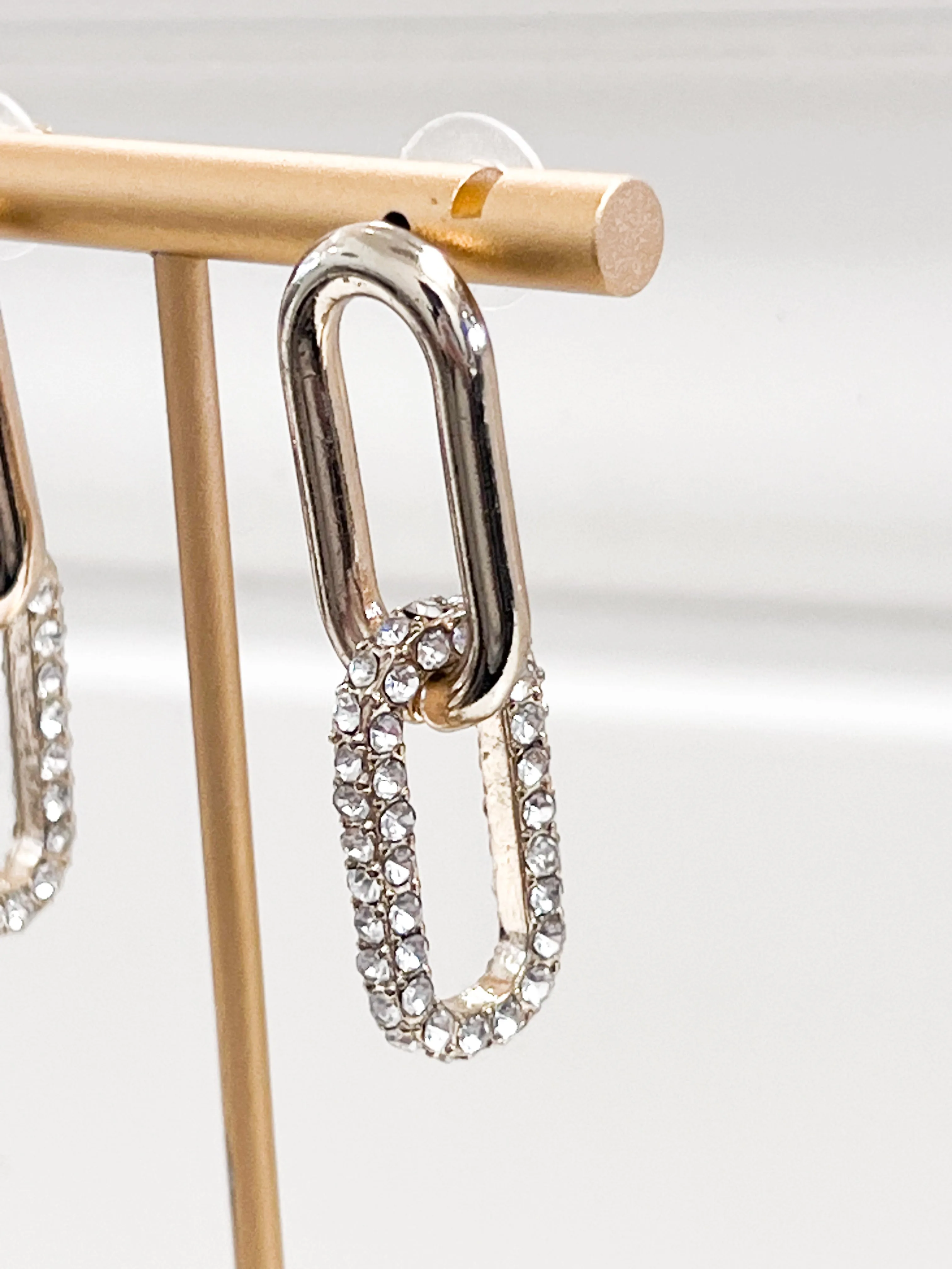 Clara - Gold & Rhinestone Chain Link Earrings