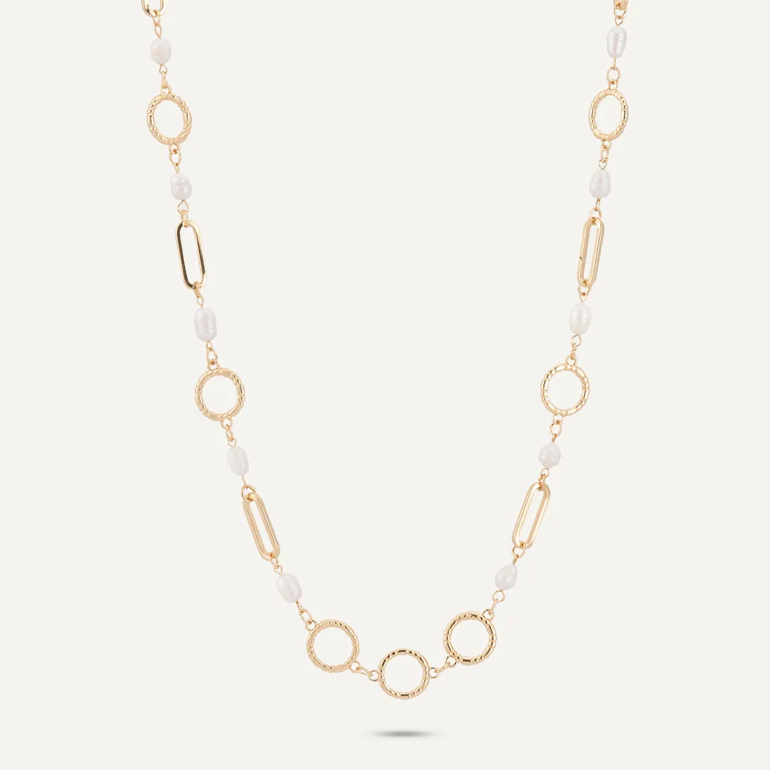 Classic Faux Pearls Lobster Clasp Necklace In Gold-Tone