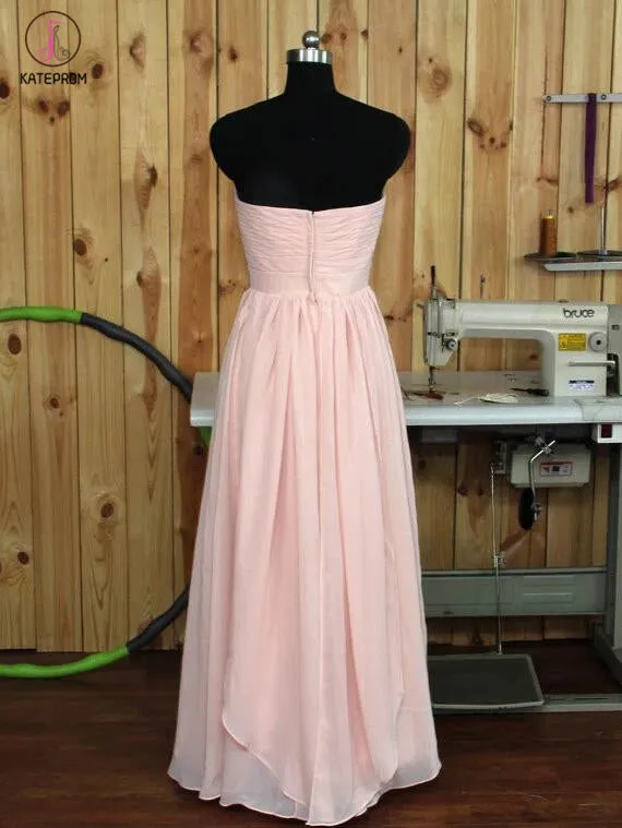 Convertible Blush Bridesmaid dress,One Shoulder Wedding Party dress,Sweetheart Prom Dress KPB0038