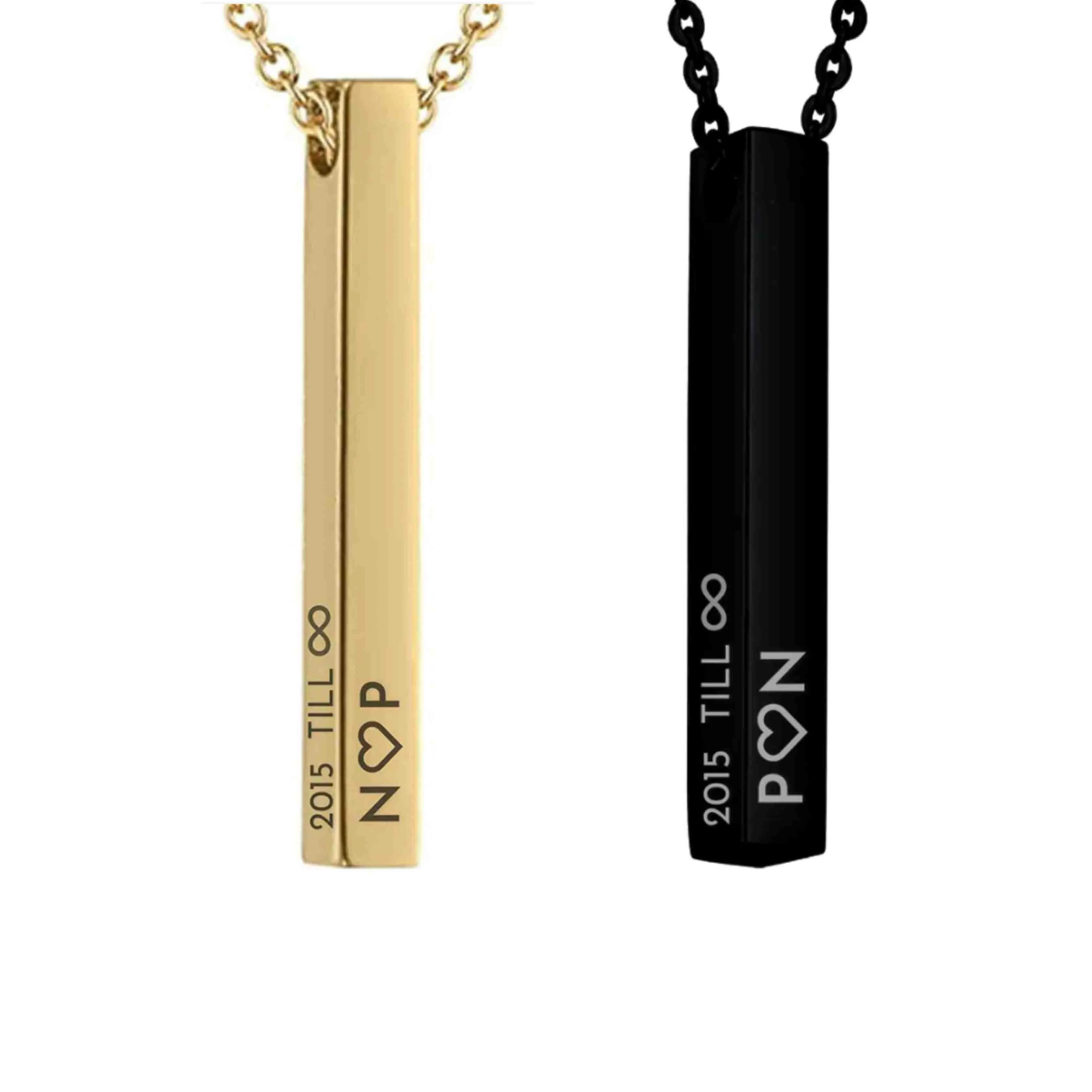 Custom Locket for Couples Pendant with Chain-Gold & Black