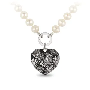 Daisy Large Puffed Heart Knotted Freshwater Pearl Necklace