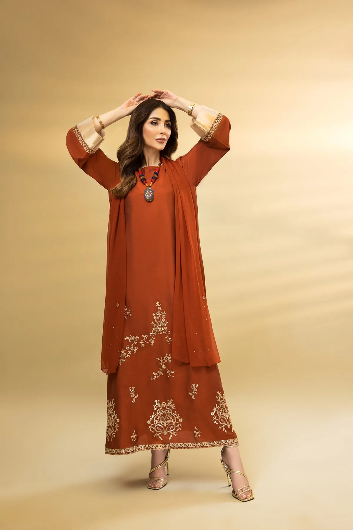 DW22-46-Embroidered Flared Fustaan 1PC