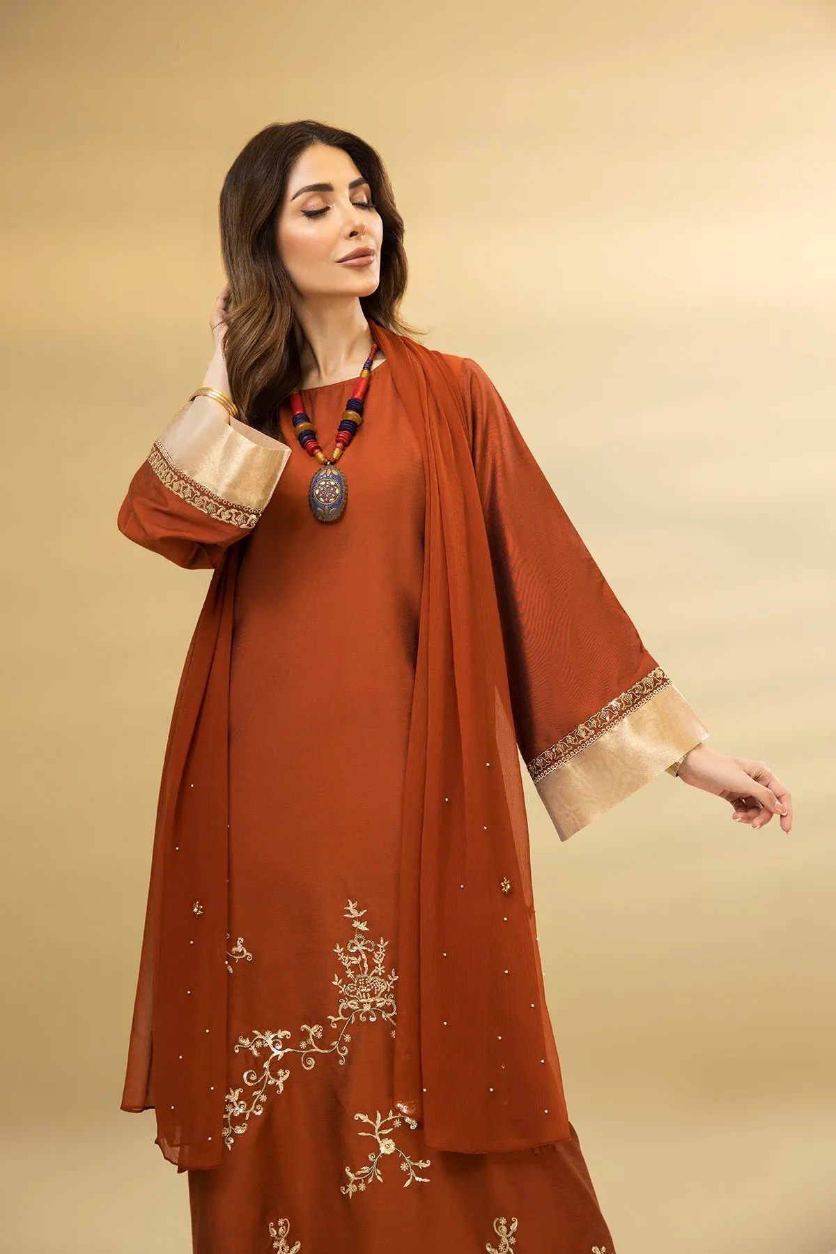 DW22-46-Embroidered Flared Fustaan 1PC