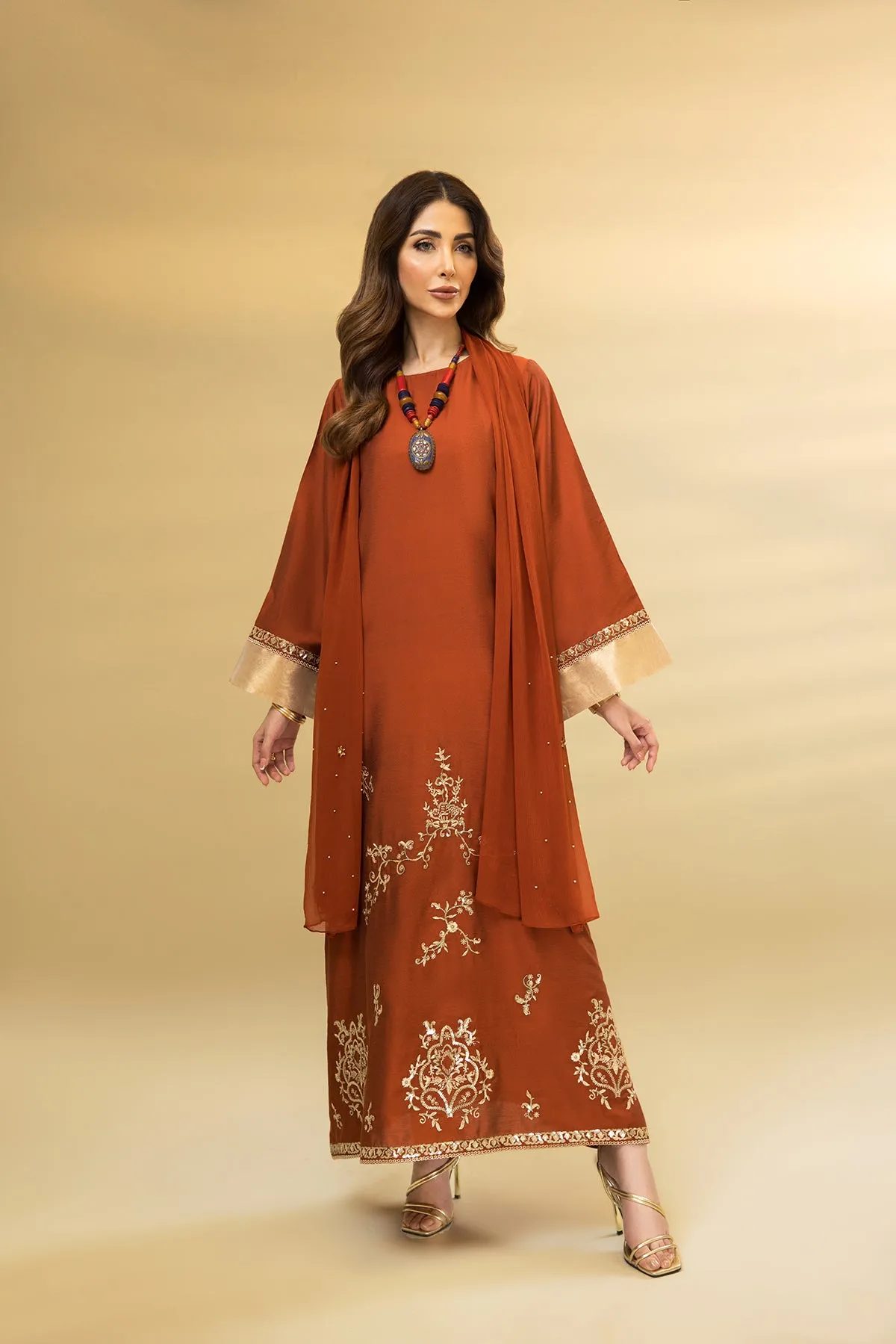 DW22-46-Embroidered Flared Fustaan 1PC