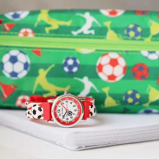 Engraved Kids 3D Football Watch - Red