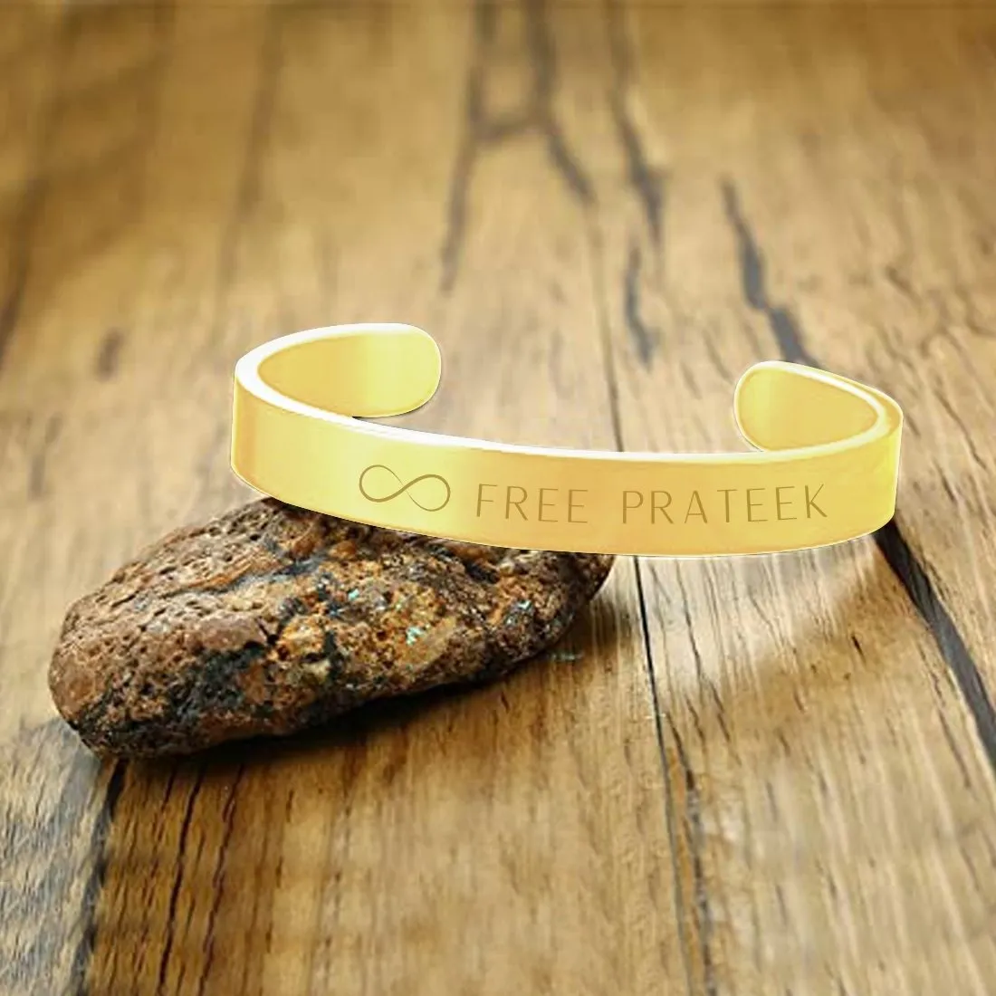 Engraved Personalised Bracelets Kada With Name for Men Women  - Rose Gold Plated/Black Rhodium/Gold Plated - Infinity