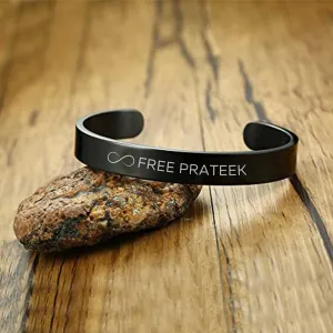 Engraved Personalised Bracelets Kada With Name for Men Women  - Rose Gold Plated/Black Rhodium/Gold Plated - Infinity