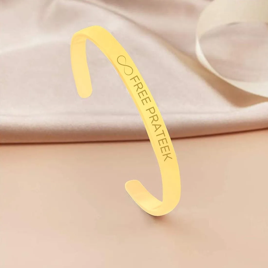 Engraved Personalised Bracelets Kada With Name for Men Women  - Rose Gold Plated/Black Rhodium/Gold Plated - Infinity