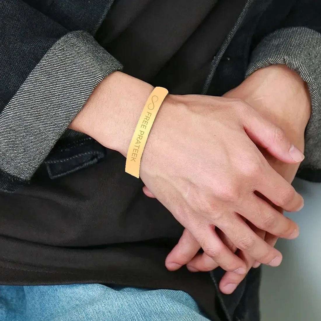 Engraved Personalised Bracelets Kada With Name for Men Women  - Rose Gold Plated/Black Rhodium/Gold Plated - Infinity