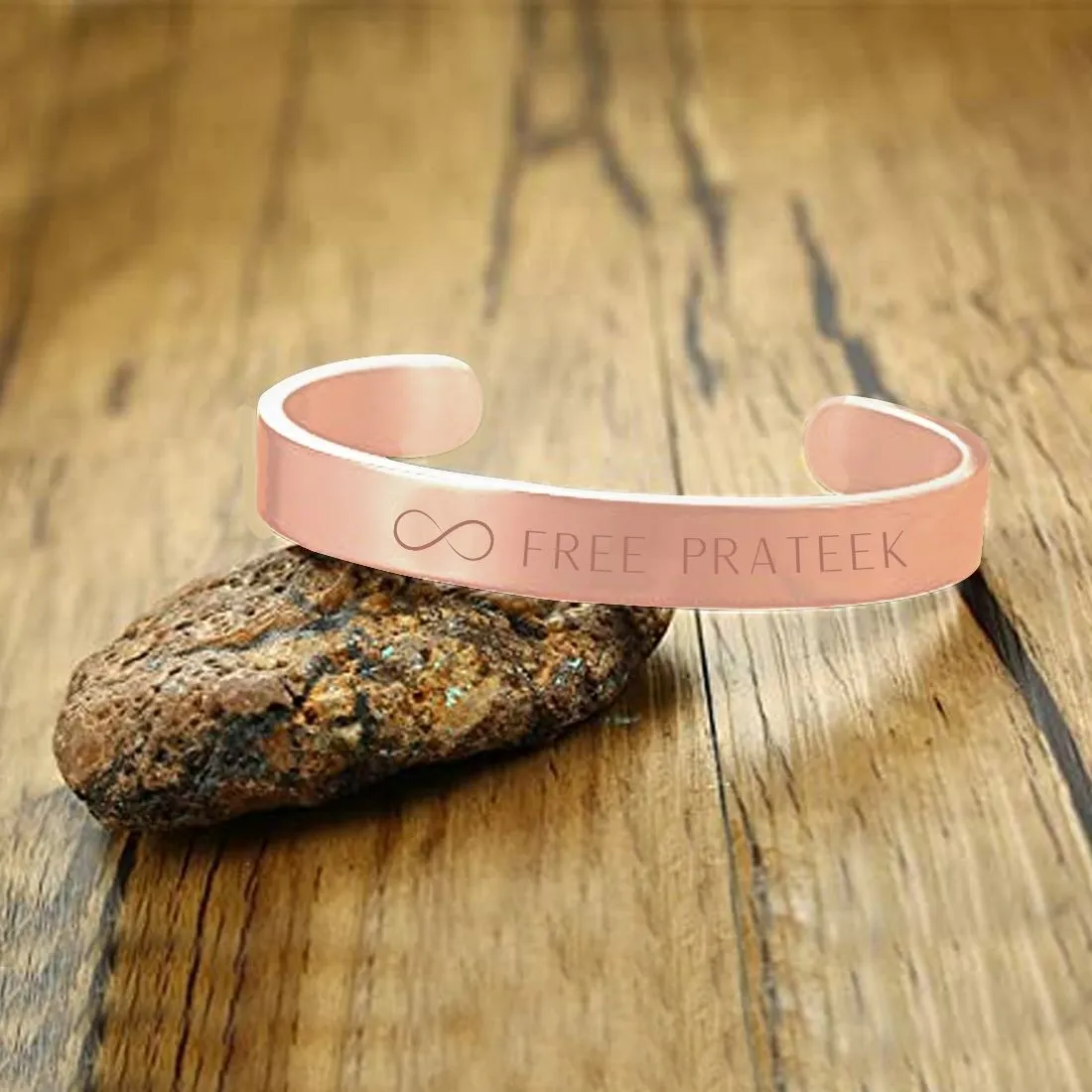 Engraved Personalised Bracelets Kada With Name for Men Women  - Rose Gold Plated/Black Rhodium/Gold Plated - Infinity