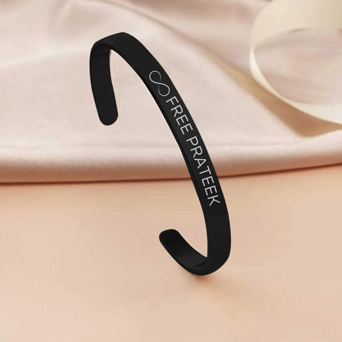 Engraved Personalised Bracelets Kada With Name for Men Women  - Rose Gold Plated/Black Rhodium/Gold Plated - Infinity