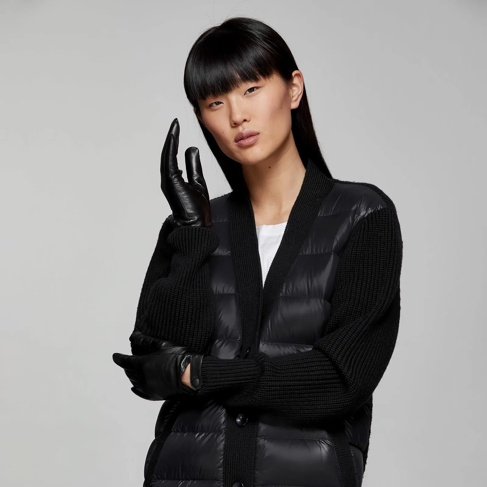 Gabia Quilted Leather Gloves (Black)