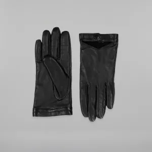 Gabia Quilted Leather Gloves (Black)