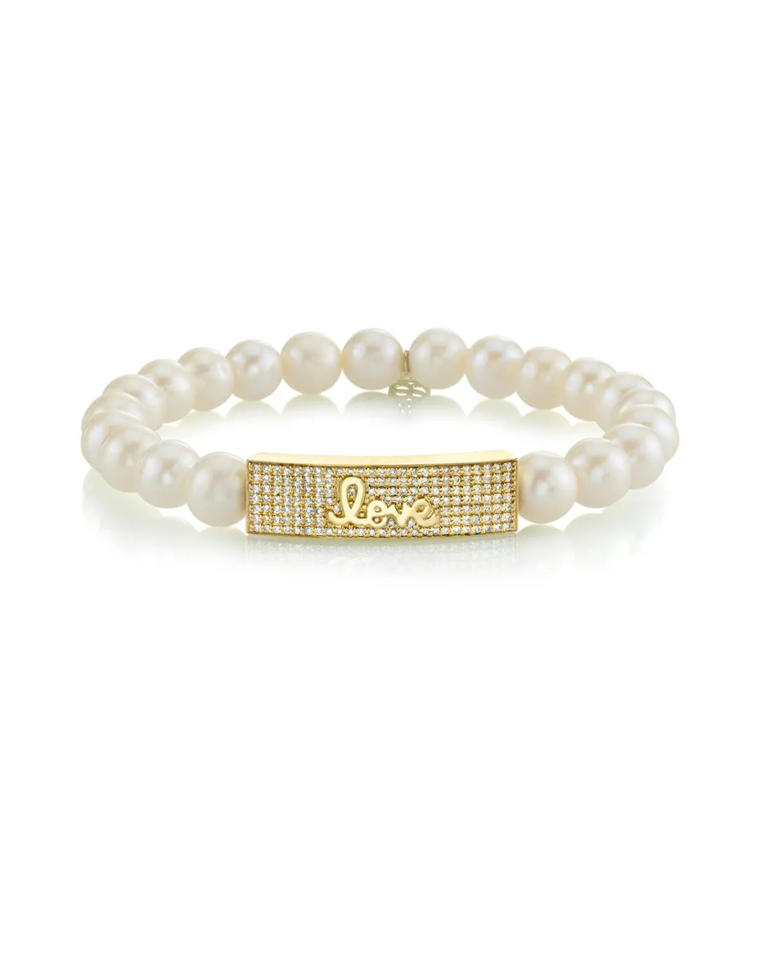 Gold & Diamond Love Script Tableau on Pearls