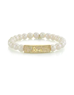 Gold & Diamond Love Script Tableau on Pearls