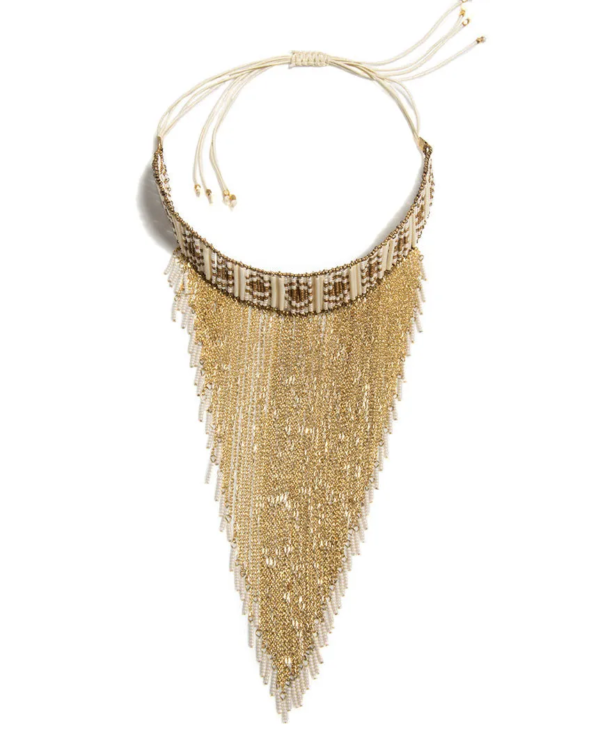 Golden Radiance Beaded Choker Necklace, India