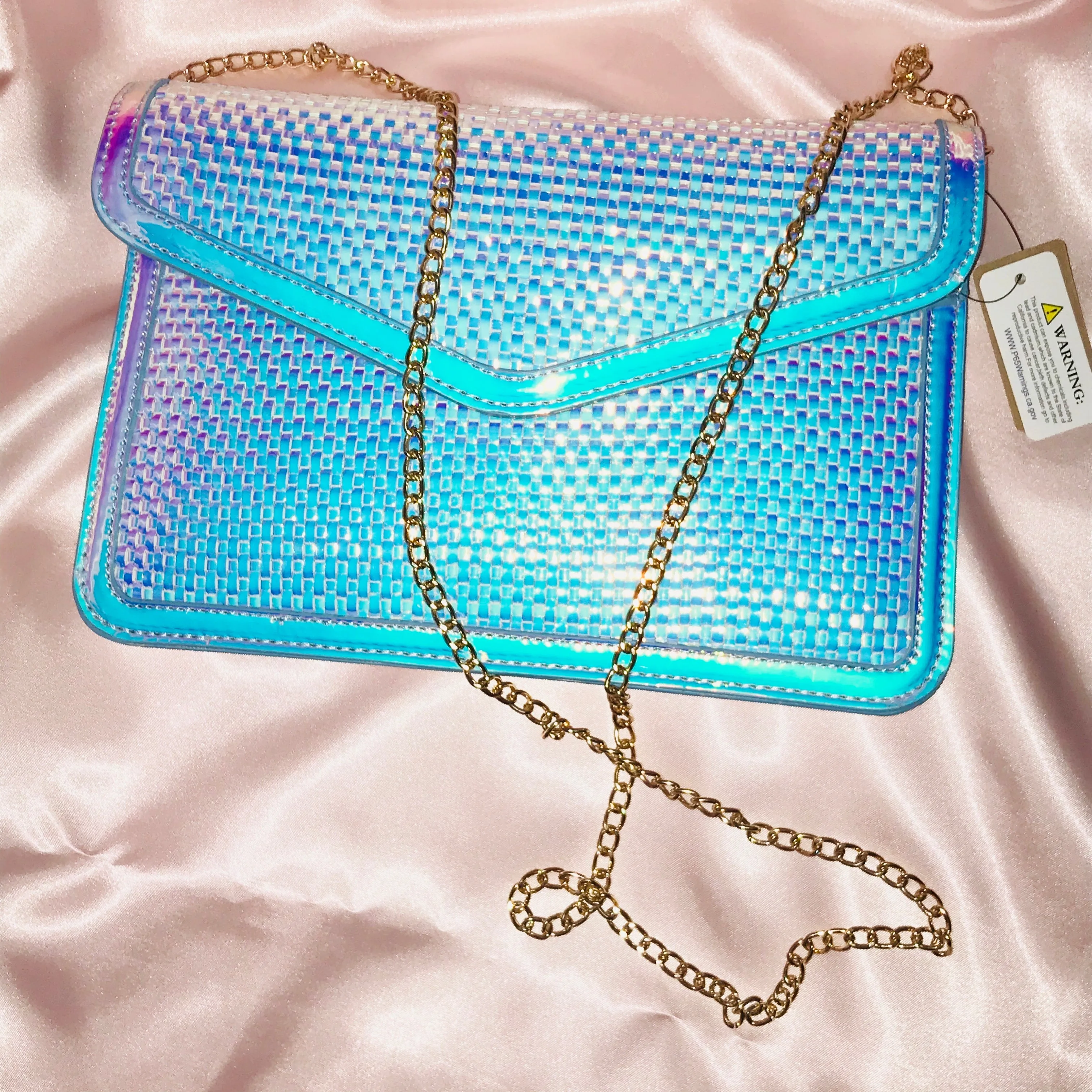 In My Bag Metallic Iridescent Envelope Clutch Handbag