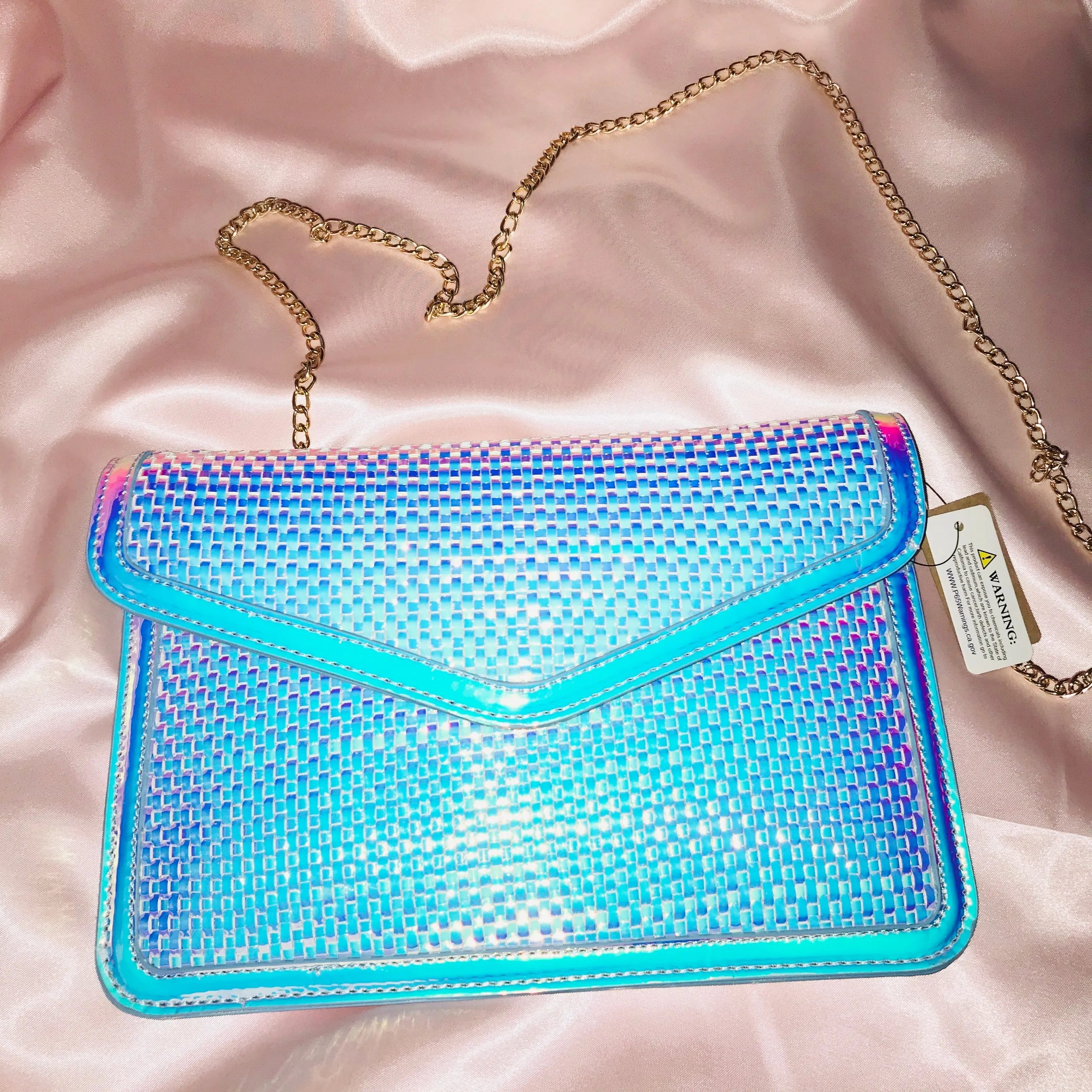 In My Bag Metallic Iridescent Envelope Clutch Handbag