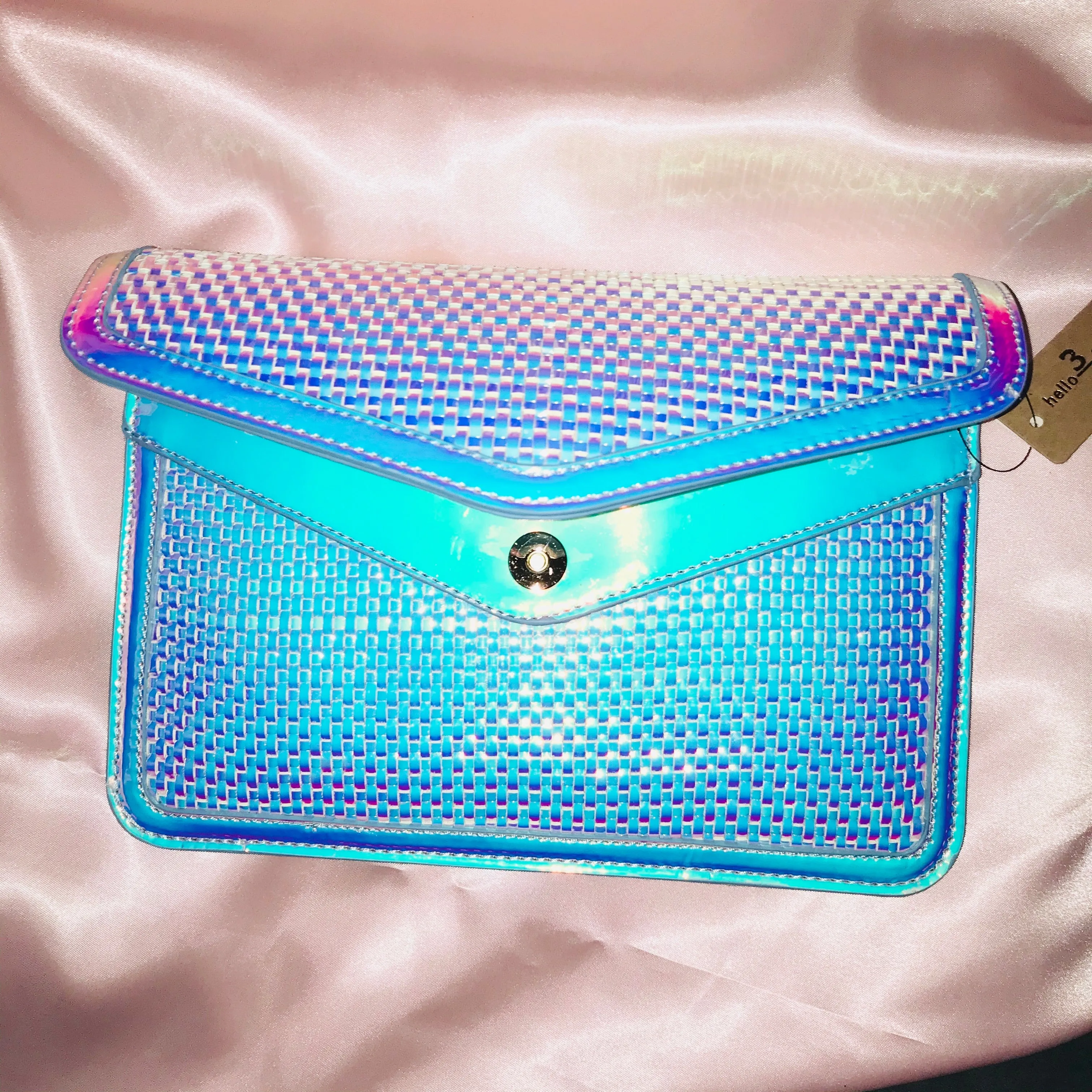 In My Bag Metallic Iridescent Envelope Clutch Handbag