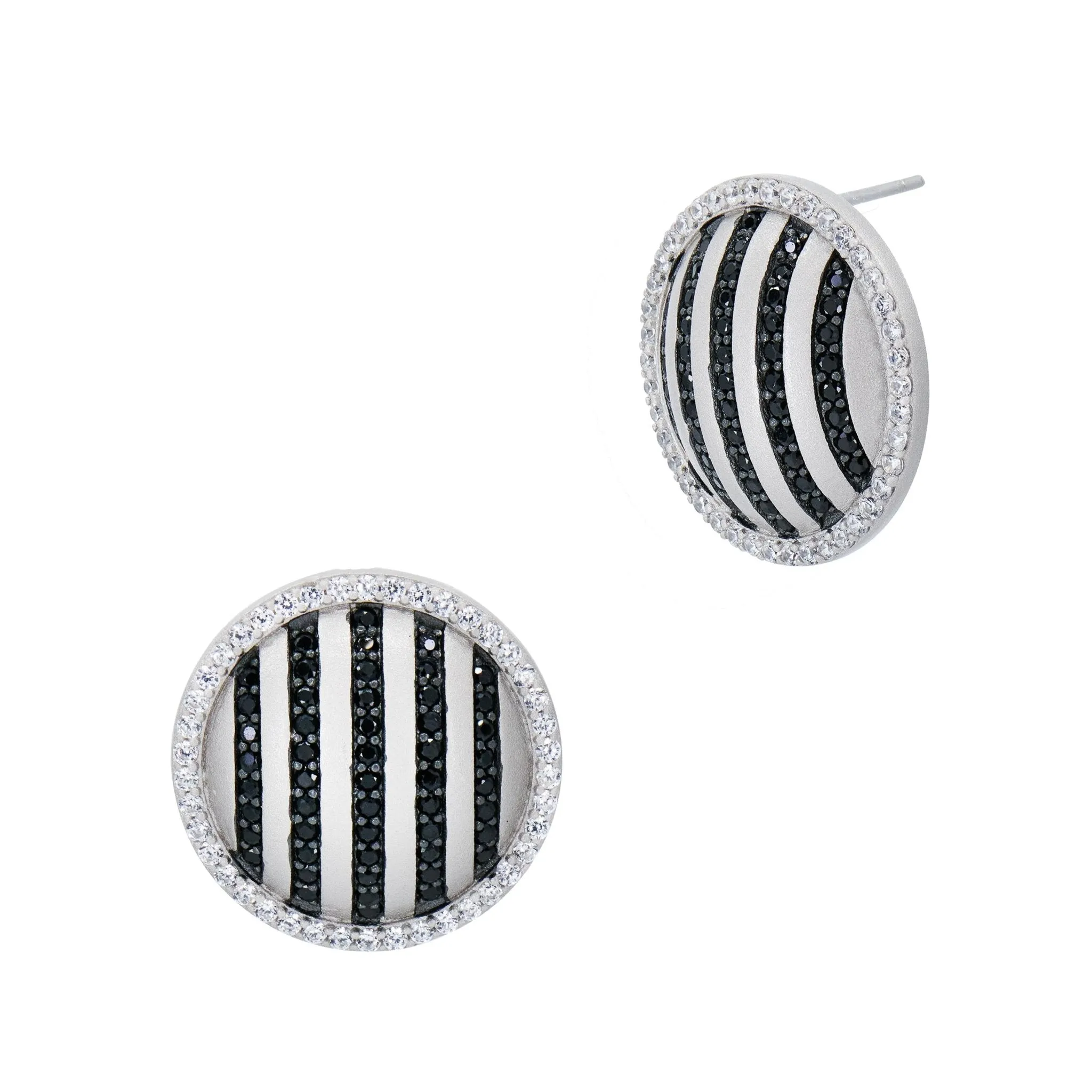 Industrial Finish Pavé Grit Disc Stud Earrings - Limited Edition