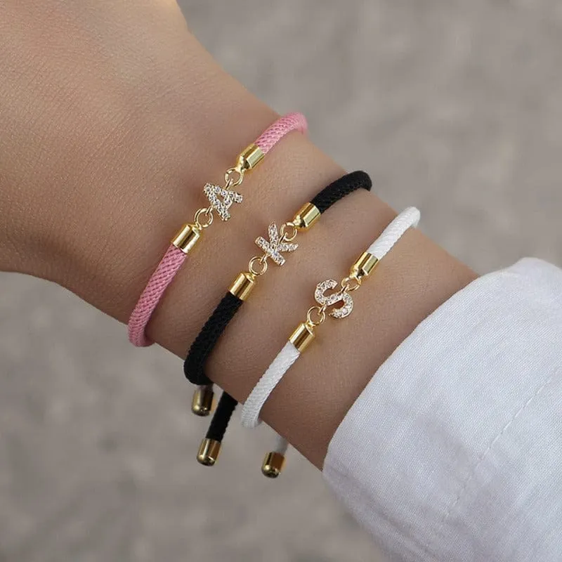 Initial Bracelet Rope Black