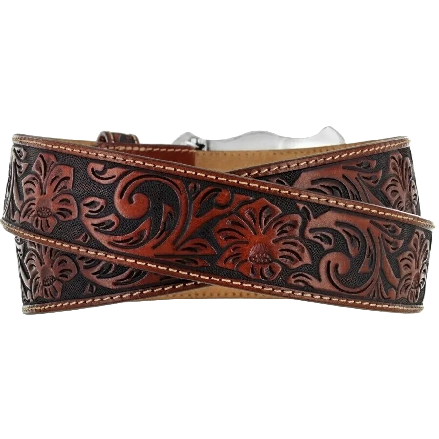 Justin Men's Classic Longhorn Tan Leather Western Belt C11194