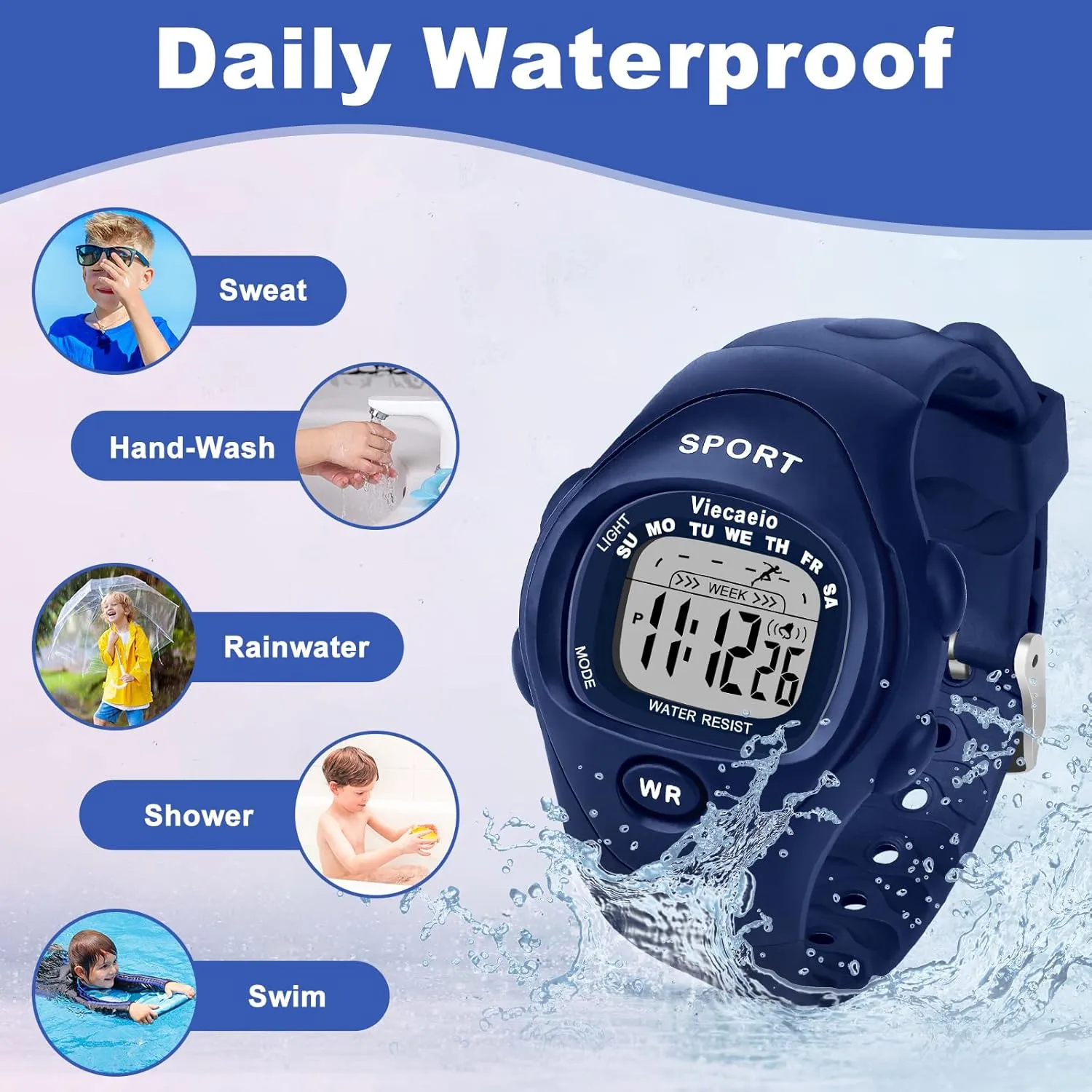 Kids Digital Outdoor Waterproof and Shockproof Multifunctional Sports Watch with Beautiful Gift Box for Boys and Girls Aged 3-8