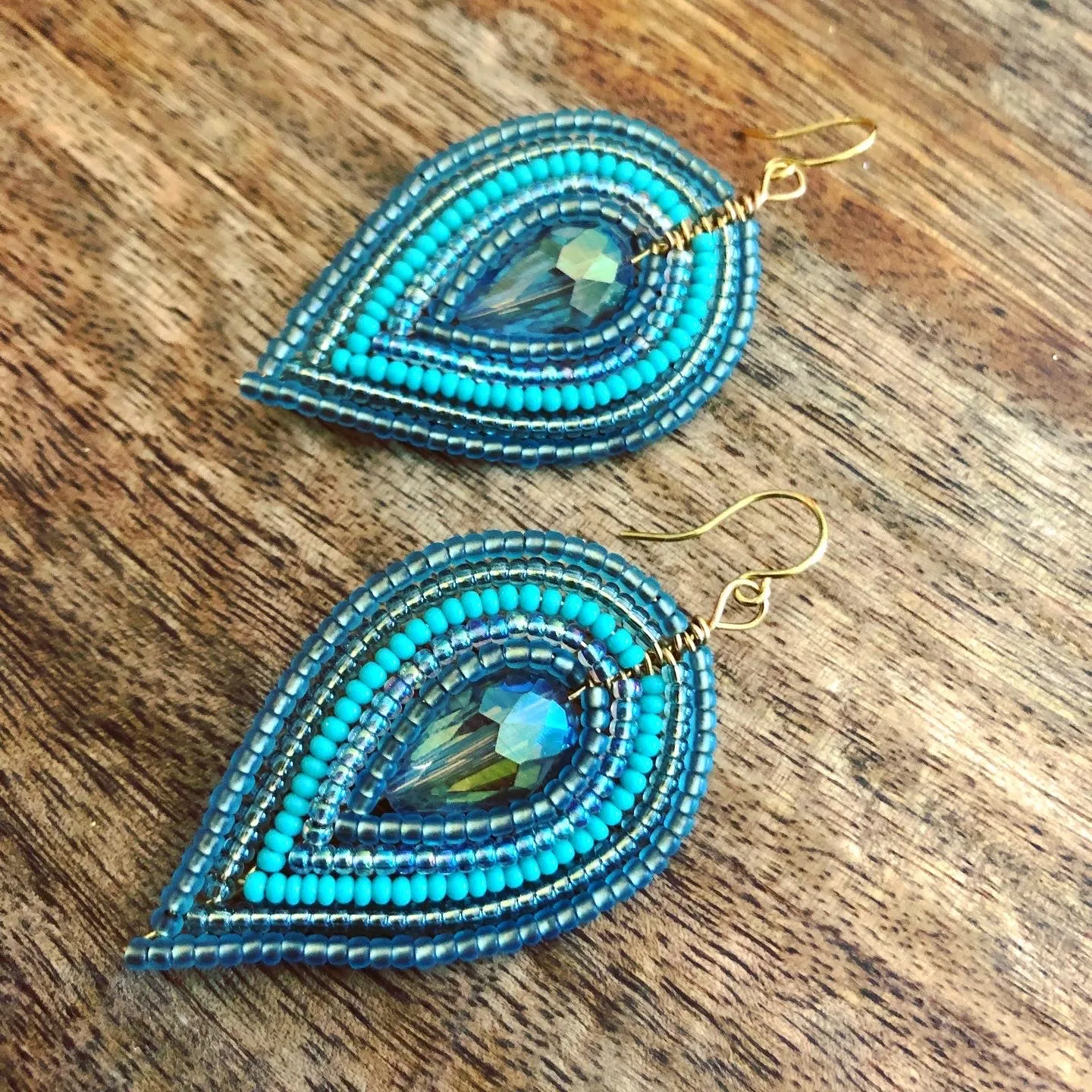 Large Multi-Layered Petal Beaded Earrings