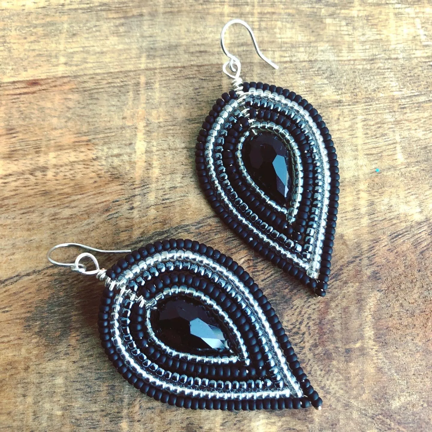 Large Multi-Layered Petal Beaded Earrings