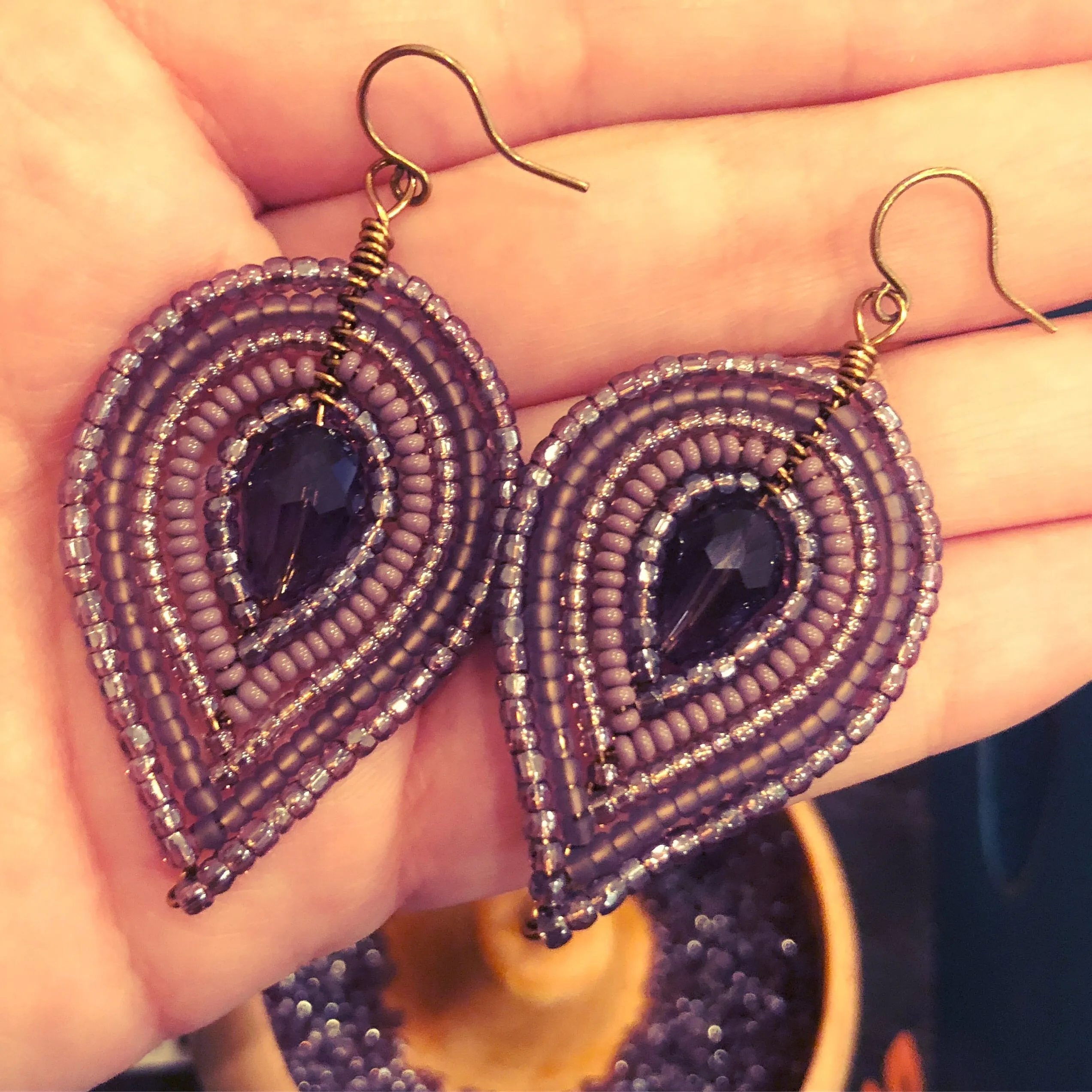 Large Multi-Layered Petal Beaded Earrings