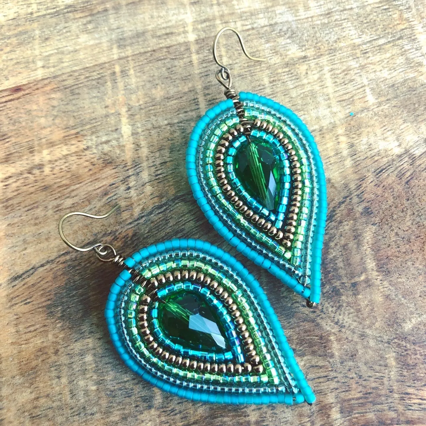 Large Multi-Layered Petal Beaded Earrings