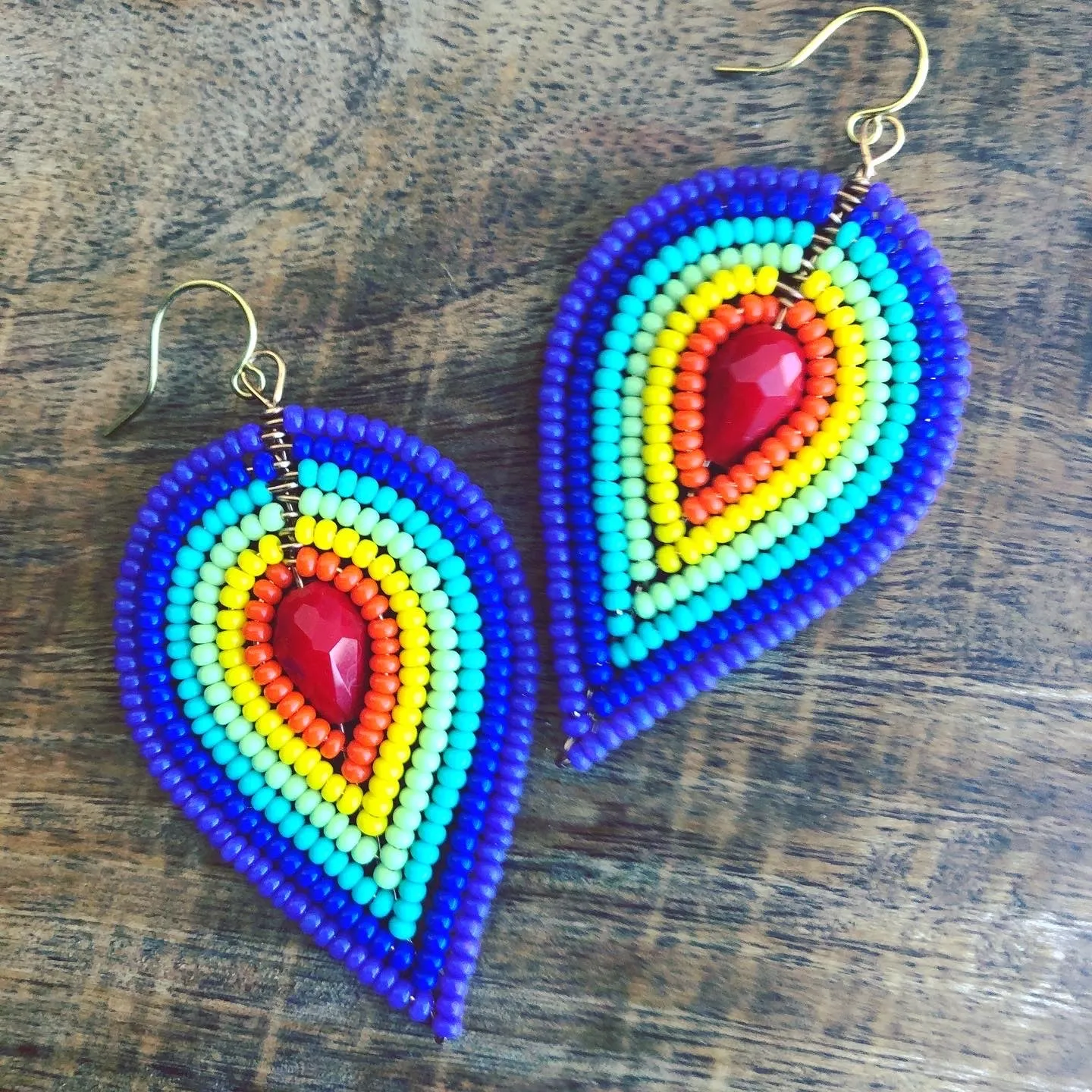 Large Multi-Layered Petal Beaded Earrings